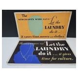 2 Vintage Laundry Cardboard Signs 20.5 x 11"