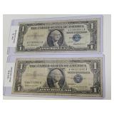 Two $1 Silver Certificates 57 & 57B