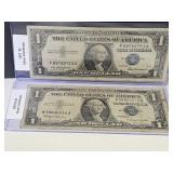 Two $1 Silver Certificates 57 & 57B