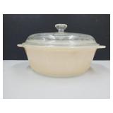 Fire King Peach Lustre Lidded Bowl 10"W