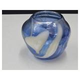 Signed Tom St. Clair Art Glass Vase W Hearts