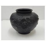 Vintage Tiffin Black  Amethyst Satin Glass Poppy