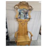 Antique Oak Hall Tree W Storage Bench 30x15x81" H