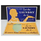 2 Vintage Laundry Cardboard Signs 20.5 x 11"