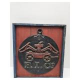 Cast Iron  F.I. Co Sign on Frame 11.5" wide