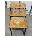 Vintage Mahogany Gold Inlay Nesting Tables
