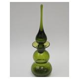MCM Crackle Glass Decanter with Stopper 11 1/2" h