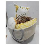 Large Basket 19" W Nice Lemon Pillows & Fall Decor