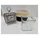 Working NWT Clock, Woven Basket 9.5"  & 6" Jar