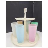 VTG 2 Tier Tupperware Caddy w 6 Tumblers
