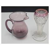 Amethyst Glass Creamer 5" H & 6" H Vase