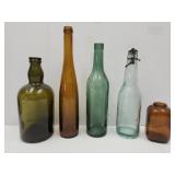 Lot of VTG Bottles- Olive Green  8",+