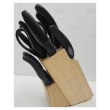 Knife Block w Knives,KitchenAd Scissors, OXO, SEE