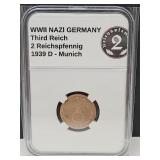 1939D WWII (2pf) Bronze Coin