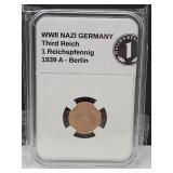 1939A WWII Germany (1pf) Bronze Coin