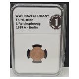 1939A WWII Germany (1pf) Bronze Coin