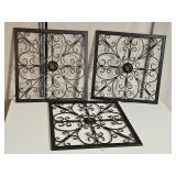 3 Metal & Glass Ornate Wall Decor 21.5"