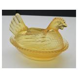 New Not Vintage Glass Hen on a Nest 4.5"