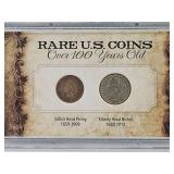1906 Indian Head Penny & 1904 V Nickel Coins
