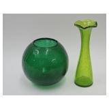 Vintage Crackle Glass Vase 8" h &  5.5" Vase