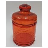 Orange Crackle Glass Canister w  Bottom Crack 8"h