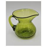 Vintage Crackle Glass Pitcher / Creamer 4 1/2" h