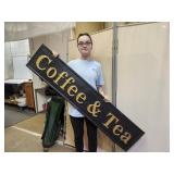 Large Metal COFFEE & TEA Sign  55 x 11.5" h