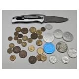 Vintage Coins, Tokens, & Pocket Knife