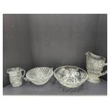 VTG Glass Pitchers & Bowls Up to 10"H & 10"W