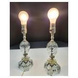 VTG Glass Dresser Lamps 14"H
