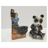 2 Liquor Decanter Bottles- Old Mr. Boston & Panda