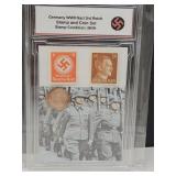 German WWII Stamps & Bronze Coin Set w COA