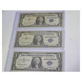 1957, 57A, 57B $1 Silver Certificates (3)