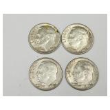 4 Silver Roosevelt Dime Coins