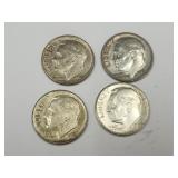 4 Silver Roosevelt Dime Coins