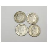 4 Silver Roosevelt Dime Coins
