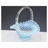 Fenton Hobnail  Glass Basket 7"  Wide