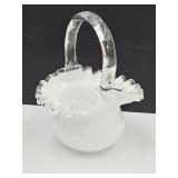 Fenton Silvercrest Glass Basket 4 3/4" wide