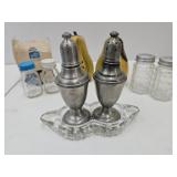Salt & Pepper Shakers, Ball, Pewter  +