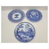 3 Spode England Ceramic Plates  10.5"W