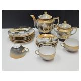 Lot Of Japan Oriental Tea Set, Cups, Pot, Sugar +