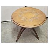 African Carved Wood Side Table w Base 22 x 19"h
