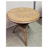 African Carved Wood  Side Table with Base 22 x19"h
