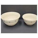 2 Longaberger Pottery Bowls  Up to 10" wide