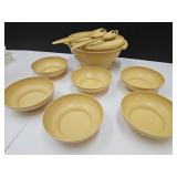 Vintage Tupperware Salad Bowl w Tongs & Bowls