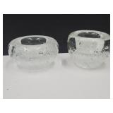 Pair Of Art Glass Clear Bubble Votive Holders