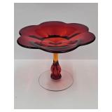 Duncan Miller Canterbury Amberina Glass Compote