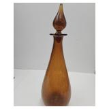 MCM Crackle Glass Decanter Stopper Chipped 16.5"