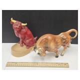 2 VTG Bulls 11" L & 8" H Planter Vase