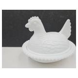 Milk Glass 7" Hen On A Nest